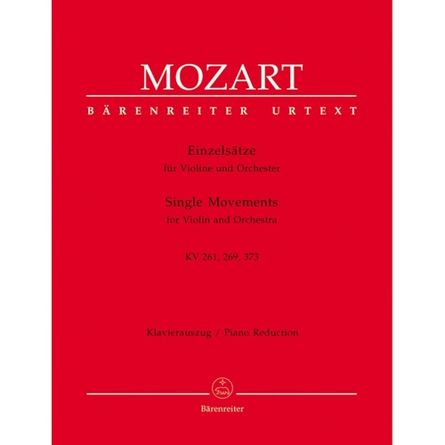 Single Movements K 261 K 269 K 373 Violin Piano Book
