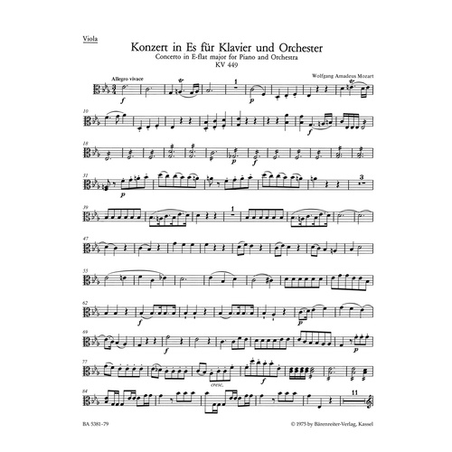 Concerto For Piano And Orchestra No. 14 In E-Flat Major K. 449