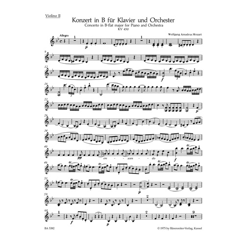 Concerto For Piano And Orchestra No. 15 In B-Flat Major K. 450