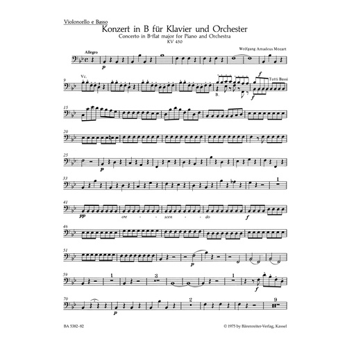 Concerto For Piano And Orchestra No. 15 In B-Flat Major K. 450