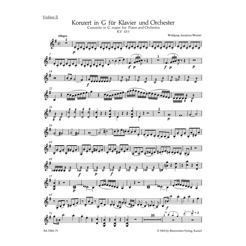 Concerto For Piano And Orchestra No. 17 In G Major K. 453