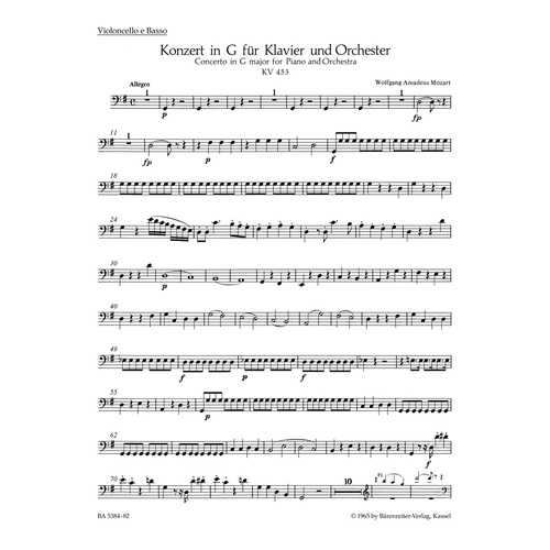 Concerto For Piano And Orchestra No. 17 In G Major K. 453
