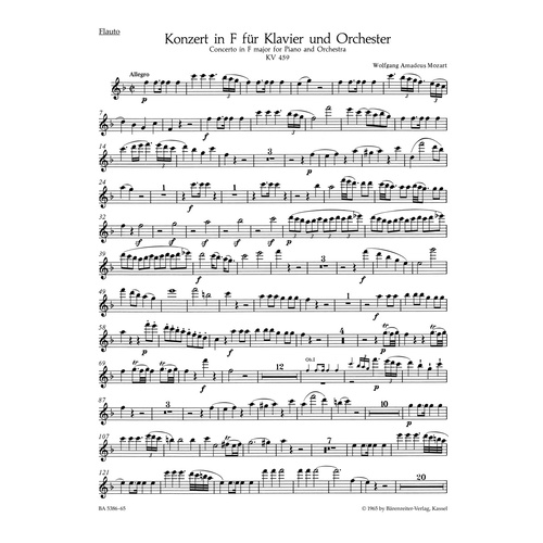 Concerto For Piano And Orchestra No. 19 In F Major K. 459