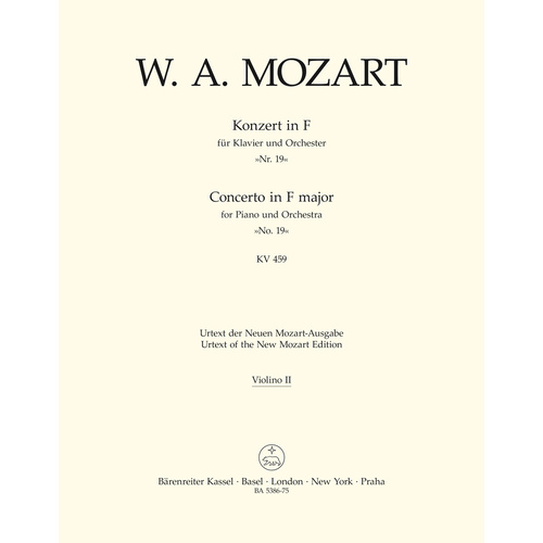 Concerto For Piano And Orchestra No. 19 In F Major K. 459