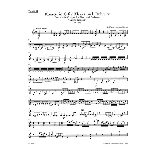 Concerto For Piano And Orchestra No. 8 In C Major K. 246 "Lützow Concerto"