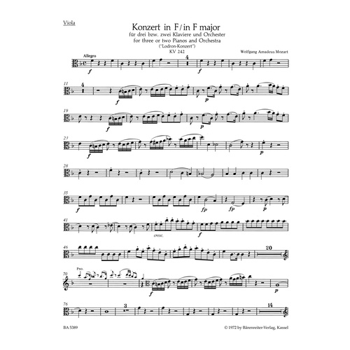 Concerto For Three Or Two Pianos And Orchestra No. 7 In F Major K. 242 "Lodron Concerto"