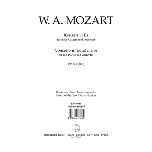 Concerto For Two Pianos And Orchestra No. 10 In E-Flat Major K. 365 (316A)