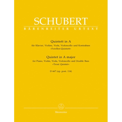 Trout Quintet Op 114 Piano Violin Viola Vc Double Bass D667 Urte Book