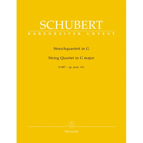 String Quartet G Op 161 Post D887 Parts by Franz Schubert, Barenreiter Urtext Edition