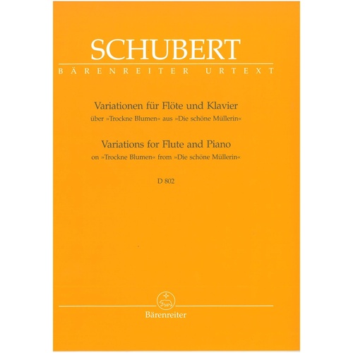 Schubert Variations Op 160 D 802 for Flute and Piano Trockne Blumen