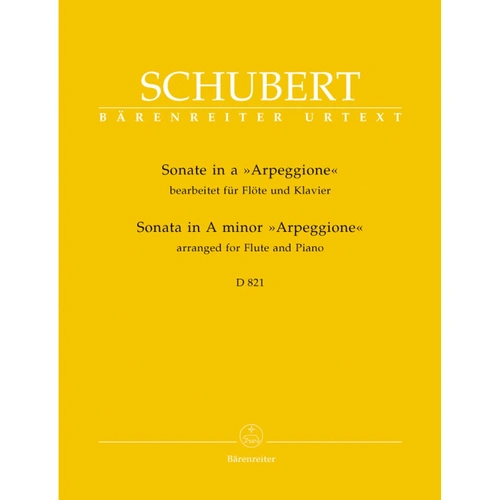 Schubert - Sonata in A Minor D 821 for Flute and Piano, Urtext Edition, 34 Pages