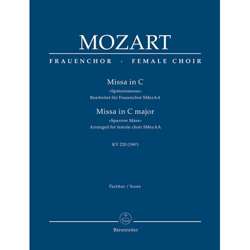 Mass C Major K 220 Female Choir Vocal Score (Softcover Book) Book