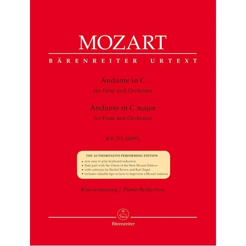 Andante in C Major K 315 for Flute and Piano Sheet Music