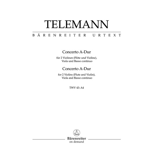 Concerto For Two Violins (Flute And Violin), Viola And Basso Continuo In A Major Twv 43:A4