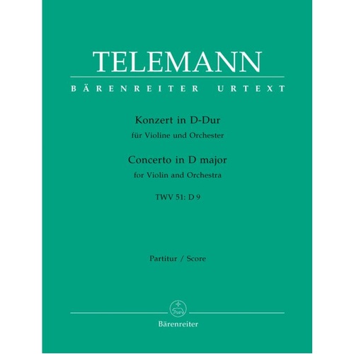 Violin Concerto in D TWV51:D9 Full Score Sheet Music