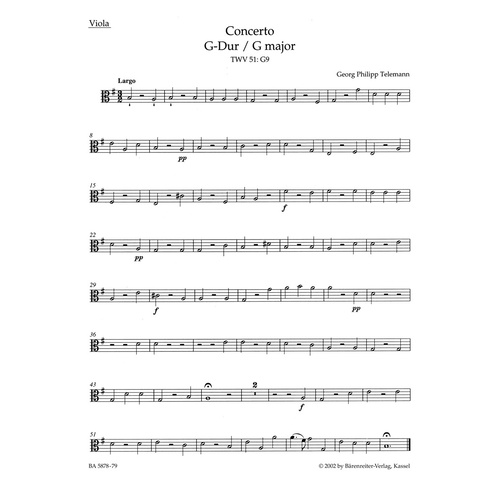 Viola Concerto in G - New Edition Sheet Music