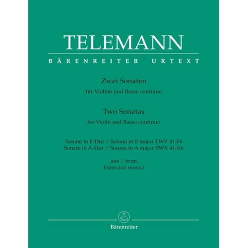 Sonatas 2 Twv 41:F4 Twv 41:A6 Violin Piano Book