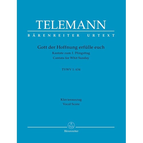 Gott Der Hoffnung Erfulle Euch Tvwv 1:634 Vocal Score (Softcover Book) Urtext Edition Book