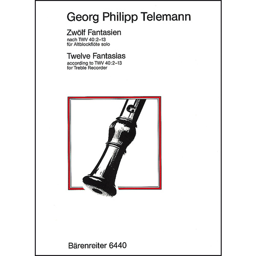 Twelve Fantasias For Treble Recorder Solo