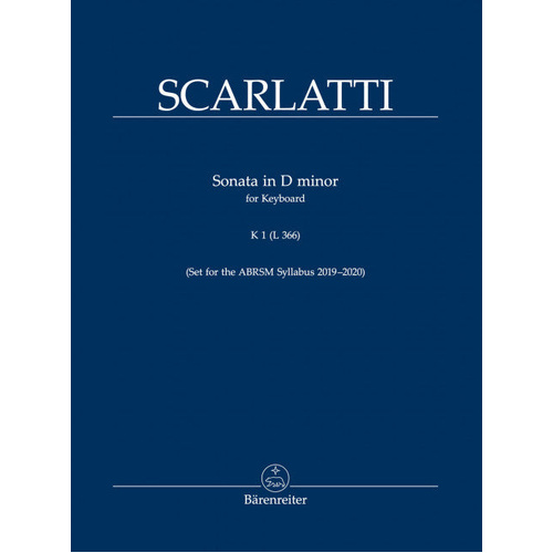 Sonata in D Minor K 1 L366 for Keyboard - Scarlatti - Barenreiter BA6588
