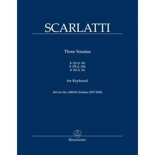 Scarlatti - 3 Sonatas K323 K378 K162 for Piano, Publisher Barenreiter, 11 Pages