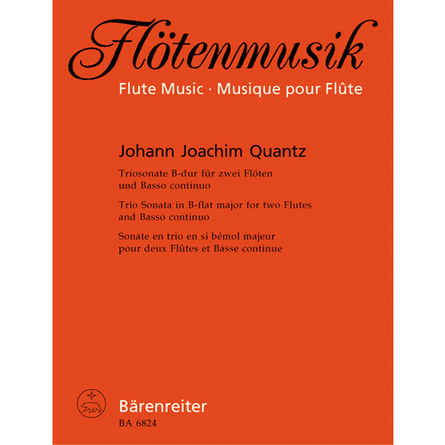 Trio Sonata B Flat for 2 Flute and Bass Clarinet Parts
