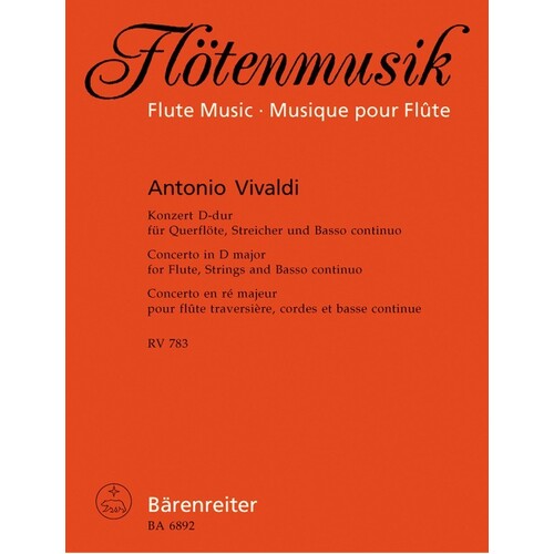 Vivaldi - Concerto D Major Flute/Piano Rv 783 (Softcover Book) Book