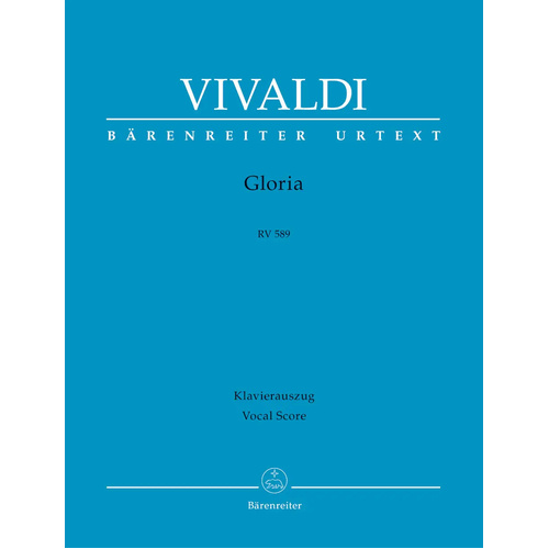 Gloria RV589 Vocal Score - Vivaldi Barenreiter BA7674-90