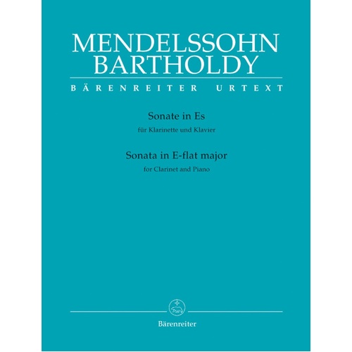 Sonata E Flat Clarinet Piano by Felix Mendelssohn Bartholdy, Barenreiter, 46 pages