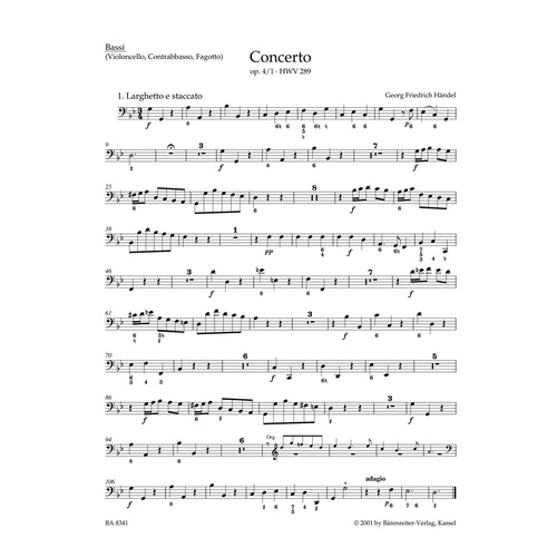 Concerto For Organ And Orchestra In G Minor Op. 4/1 Hwv 289