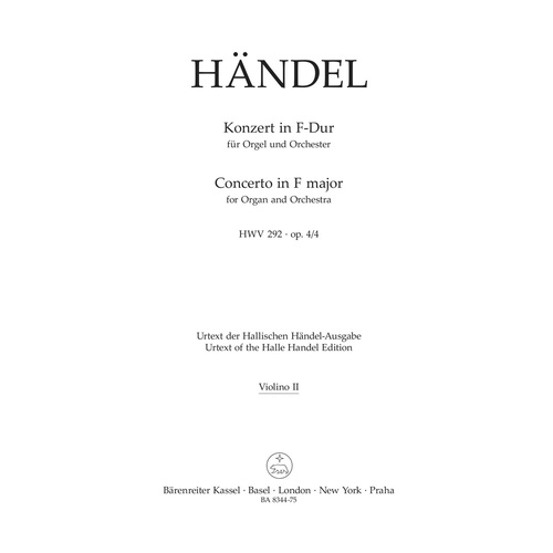 Concerto For Organ And Orchestra In F Major Op. 4/4 Hwv 292