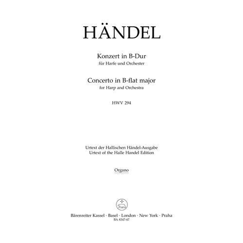 Concerto For Harp And Orchestra In B-Flat Major Op. 4/6 Hwv 294