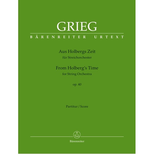 From Holbergs Time Op 40 String Orchestra Full Score Score