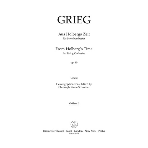 From Holbergs Time Op 40 String Orchestra Violin 2 Part Part (Violin)
