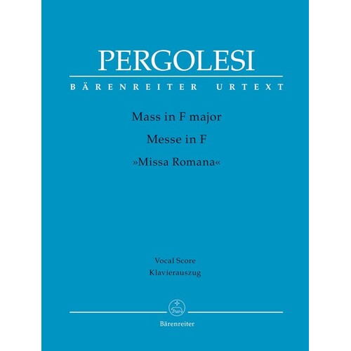 Pergolesi - Mass F Major Vocal Score (Softcover Book) Urtext Edition Book