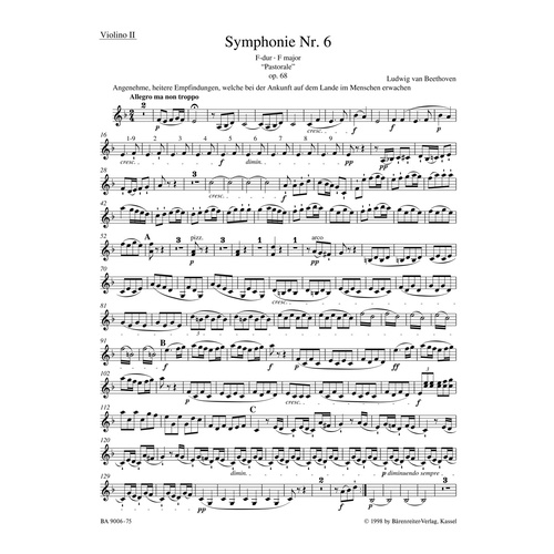 Symphony No 6 in F for Violin Sheet Music