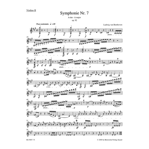Symphony No 7 in A Op 92 Violin Sheet Music