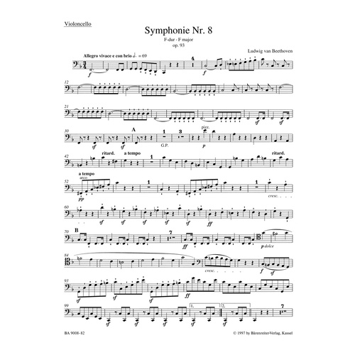 Symphony No 8 Cello Sheet Music