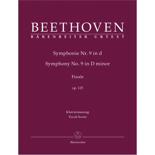 Symphony No 9 Op 125 D Minor Vocal Score by Beethoven, Barenreiter, 71 Pages, Urtext Series