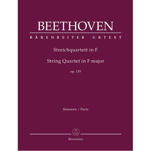 Beethoven - String Quartet F Major Op 135 Set Of Parts Set of Parts (Viola|Cello|2 Violins)
