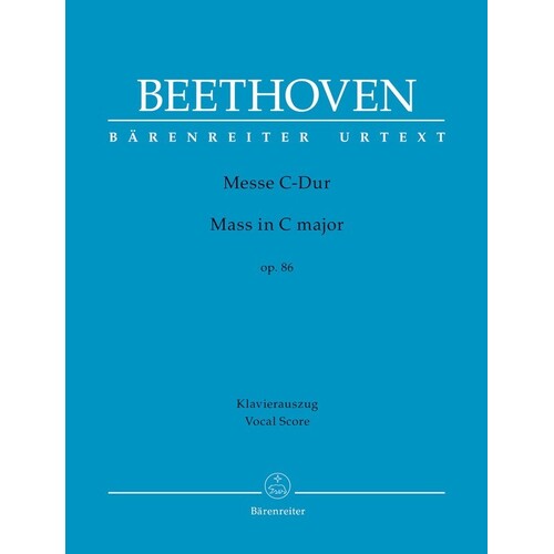 Beethoven - Mass C Major Op 86 Vocal Score (Softcover Book) Urtext Edition Book
