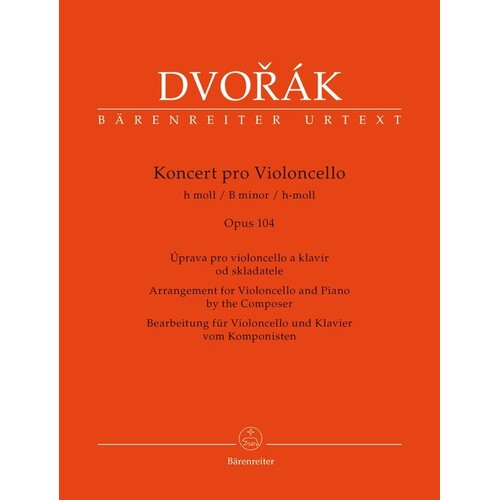 Dvorak - Concerto Op 104 Cello/Piano (Softcover Book) Urtext Edition Book