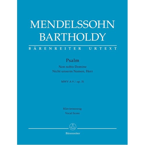 Mendelssohn - Psalm Op 31 Vocal Score (Softcover Book) Urtext Edition Book