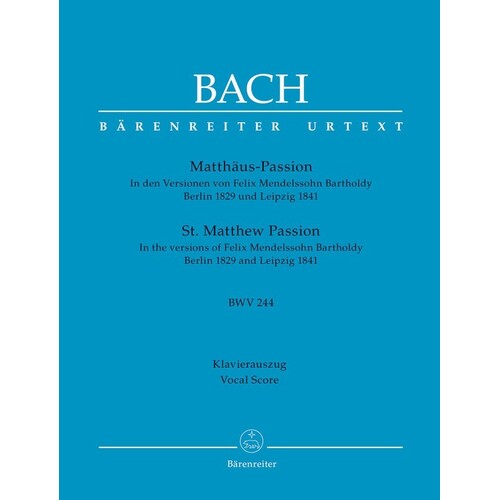 St Matthew Passion Bwv 244 Vocal Score