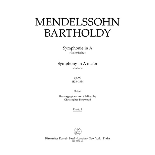 Symphony in A Major Op 90 Italian Wind Set Orchestra Mendelssohn Ed Hogwood