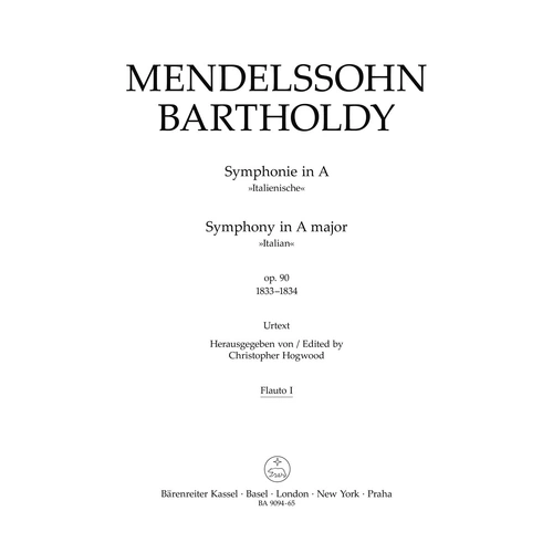Symphony in A Major Op 90 Italian Wind Set Orchestra Mendelssohn Ed Hogwood