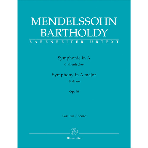 Symphony in A Major Op 90 Italian Full Score by Mendelssohn, Edited by Hogwood, for Full Orchestra