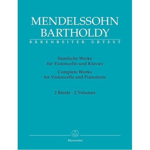 Mendelssohn - Complete Works Cello/Piano Vol 1 And 2 (Softcover Book) Urtext Edition Book