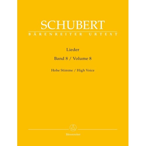 Schubert - Lieder Vol 8 High Voice (Softcover Book) Urtext Edition Book