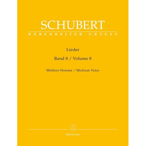 Schubert - Lieder Vol 8 Medium Voice (Softcover Book) Urtext Edition Book